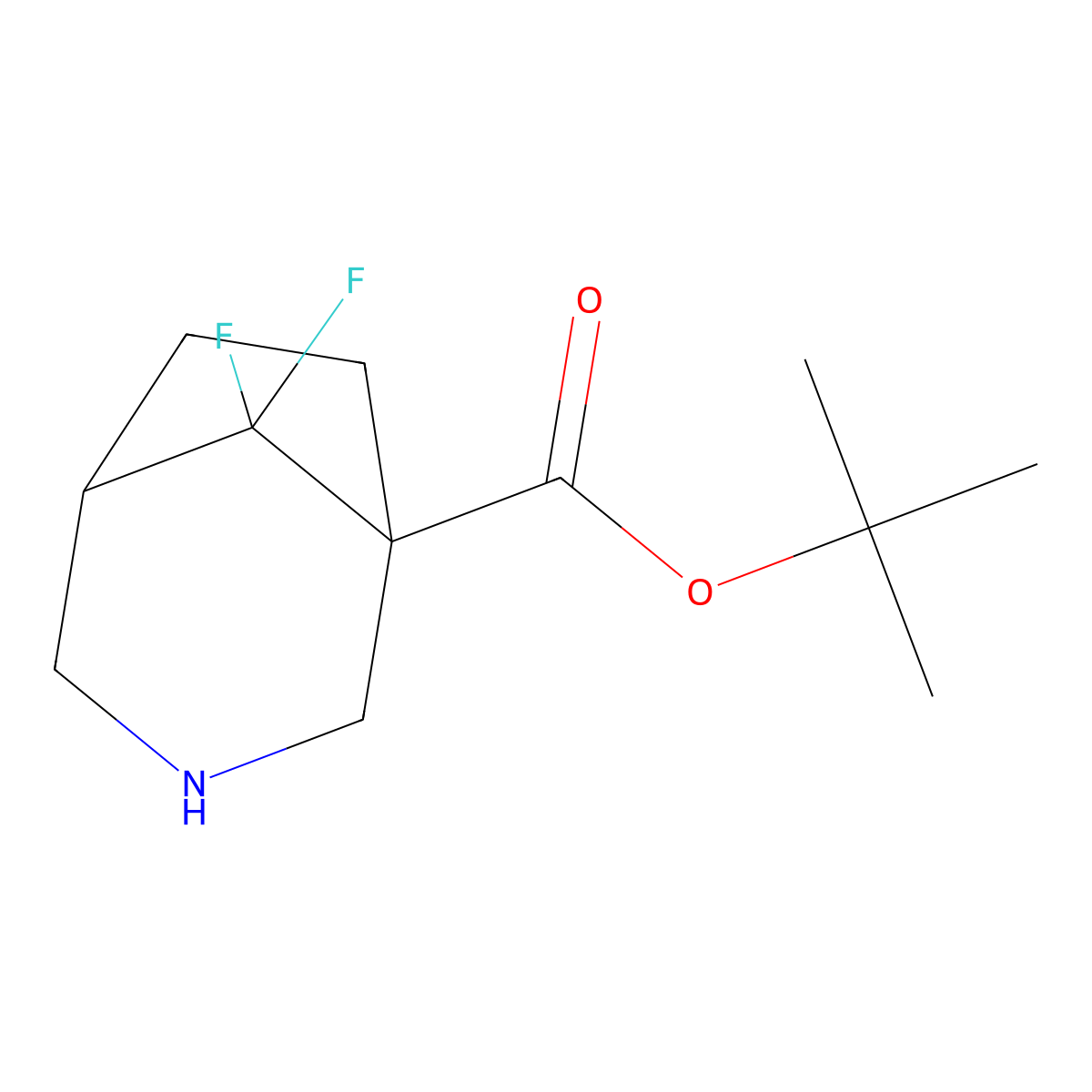 Tert-butyl 8,8-difluoro-3-azabicyclo[3.2.1]octane-1-carboxylate molecular structure, CAS 2803835-17-6