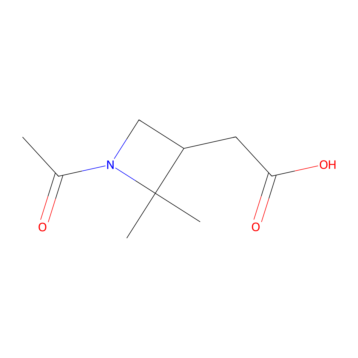 2-(1-Acetyl-2,2-dimethylazetidin-3-yl)acetic acid molecular structure, CAS 2803835-20-1