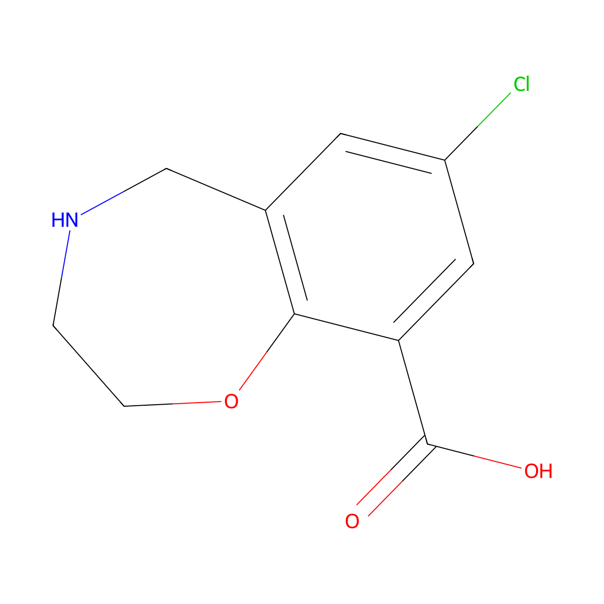 7-Chloro-2,3,4,5-tetrahydro-1,4-benzoxazepine-9-carboxylic acid molecular structure, CAS 2803835-23-4