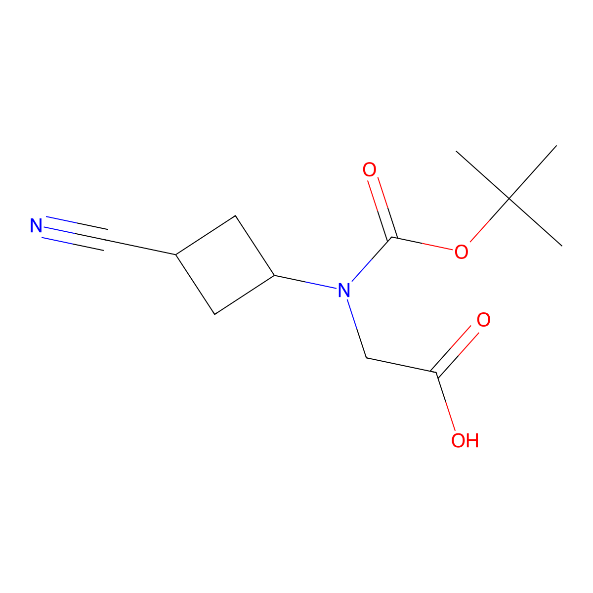 2-{[(Tert-butoxy)carbonyl](3-cyanocyclobutyl)amino}acetic acid molecular structure, CAS 2803835-28-9