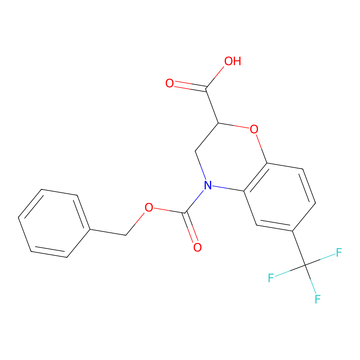 4-[(benzyloxy)carbonyl]-6-(trifluoromethyl)-3,4-dihydro-2H-1,4-benzoxazine-2-carboxylic acid molecular structure, CAS 2803835-31-4