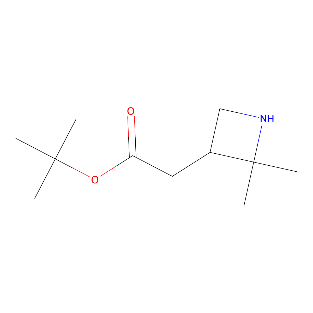 Tert-butyl 2-(2,2-dimethylazetidin-3-yl)acetate molecular structure, CAS 2803835-33-6