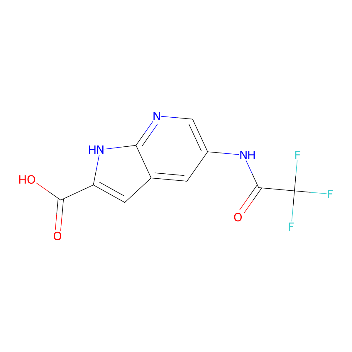 5-(2,2,2-trifluoroacetamido)-1H-pyrrolo[2,3-b]pyridine-2-carboxylic acid molecular structure, CAS 2803835-40-5