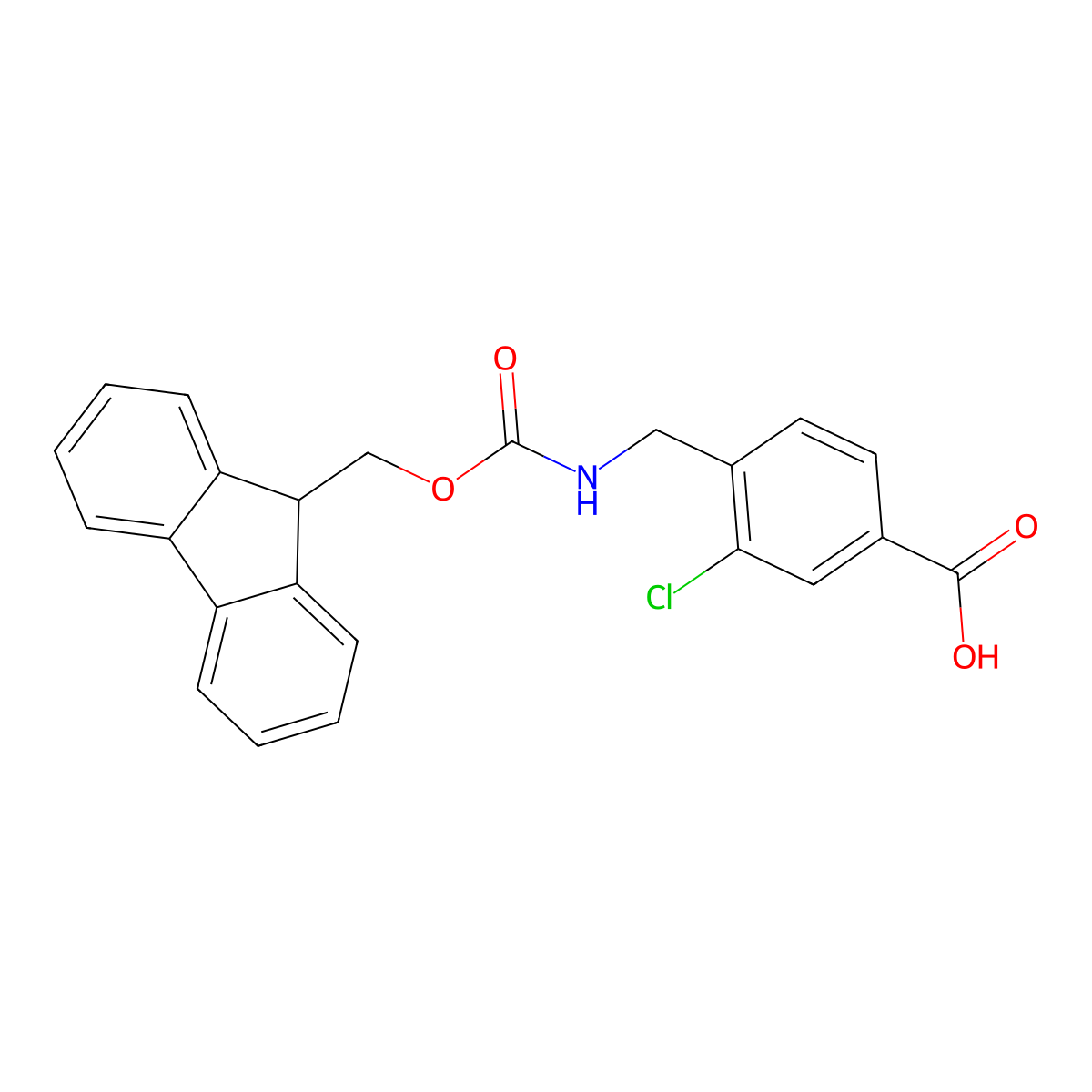 3-chloro-4-[({[(9H-fluoren-9-yl)methoxy]carbonyl}amino)methyl]benzoic acid molecular structure, CAS 2803845-78-3