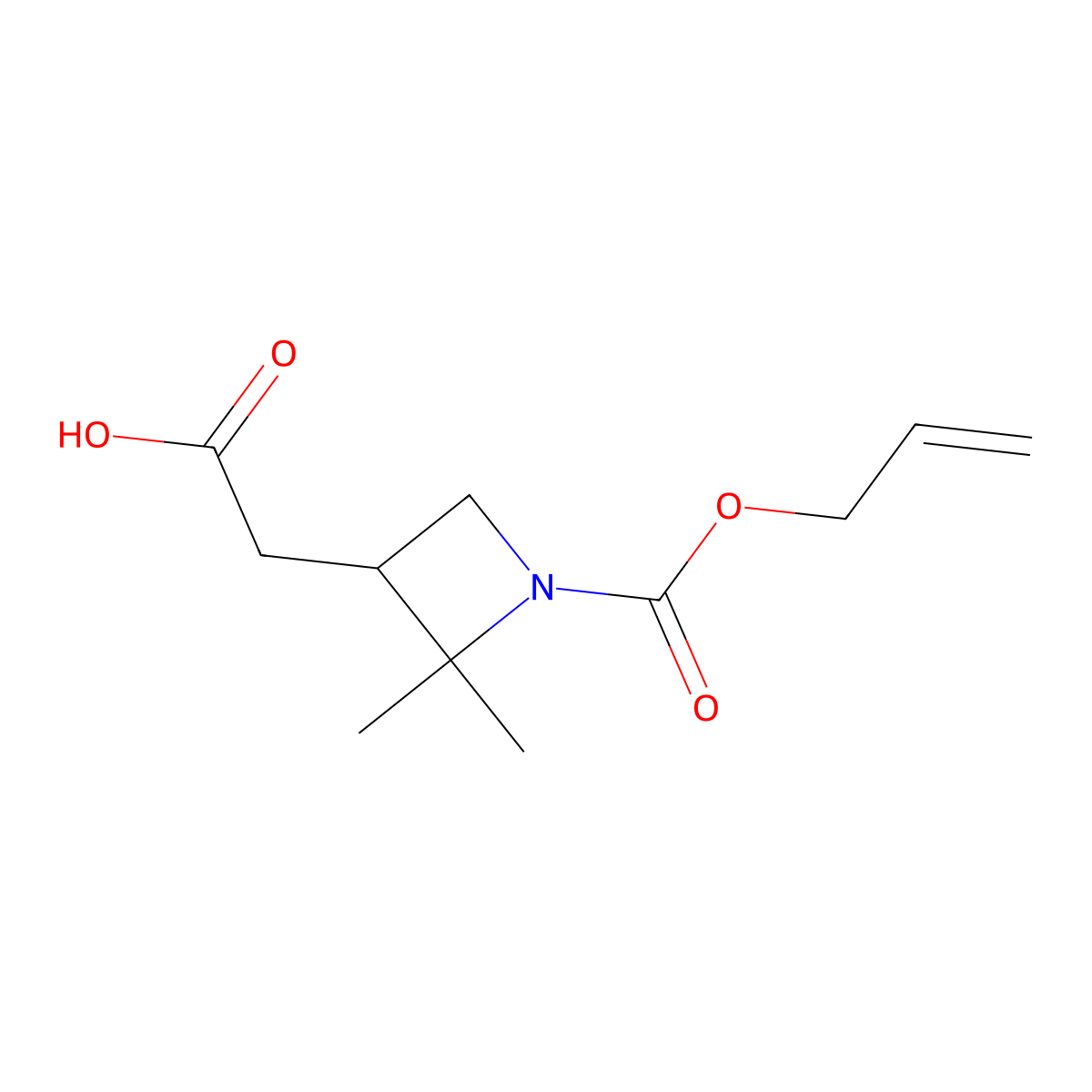 2-{2,2-Dimethyl-1-[(prop-2-en-1-yloxy)carbonyl]azetidin-3-yl}acetic acid molecular structure, CAS 2803845-84-1
