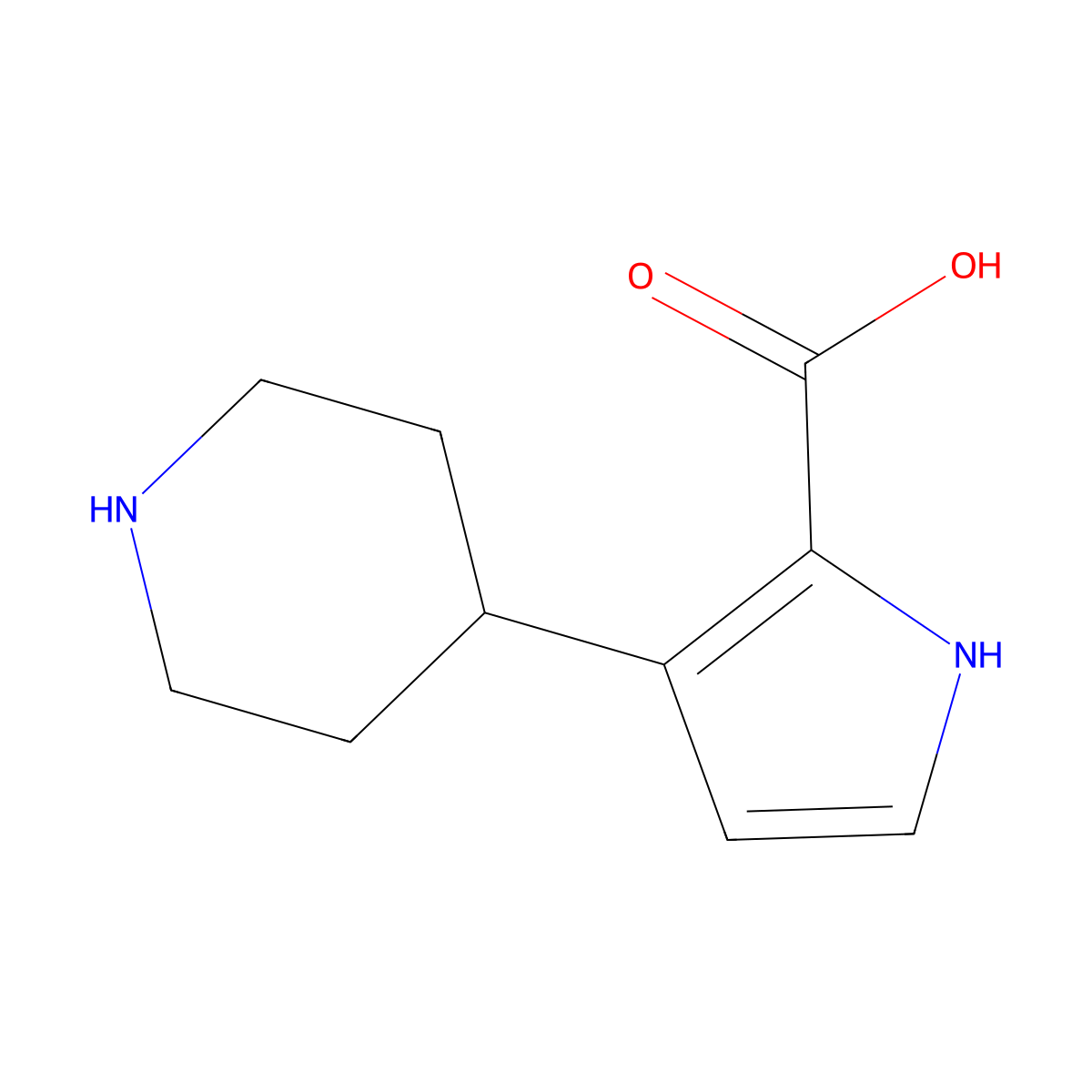3-(piperidin-4-yl)-1H-pyrrole-2-carboxylic acid molecular structure, CAS 2803845-88-5