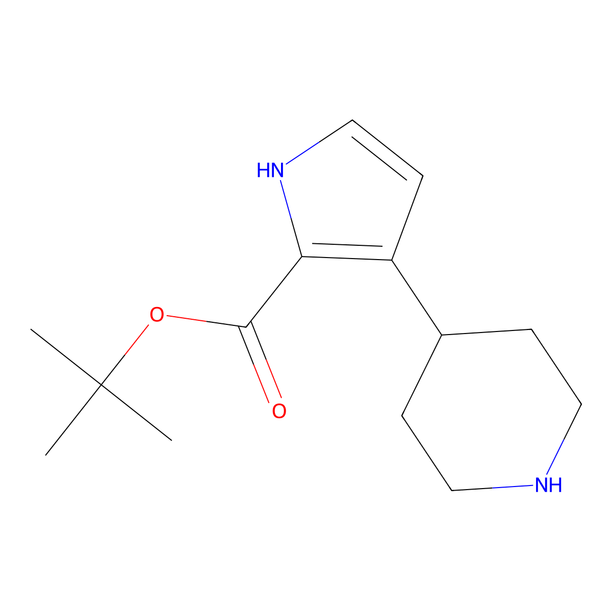 tert-butyl 3-(piperidin-4-yl)-1H-pyrrole-2-carboxylate molecular structure, CAS 2803846-18-4
