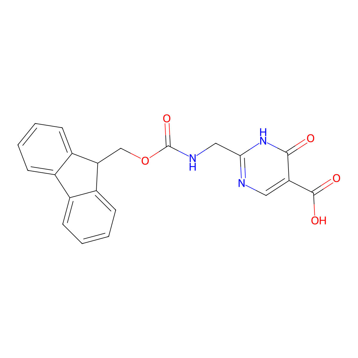 2-[({[(9H-fluoren-9-yl)methoxy]carbonyl}amino)methyl]-4-hydroxypyrimidine-5-carboxylic acid molecular structure, CAS 2803846-22-0