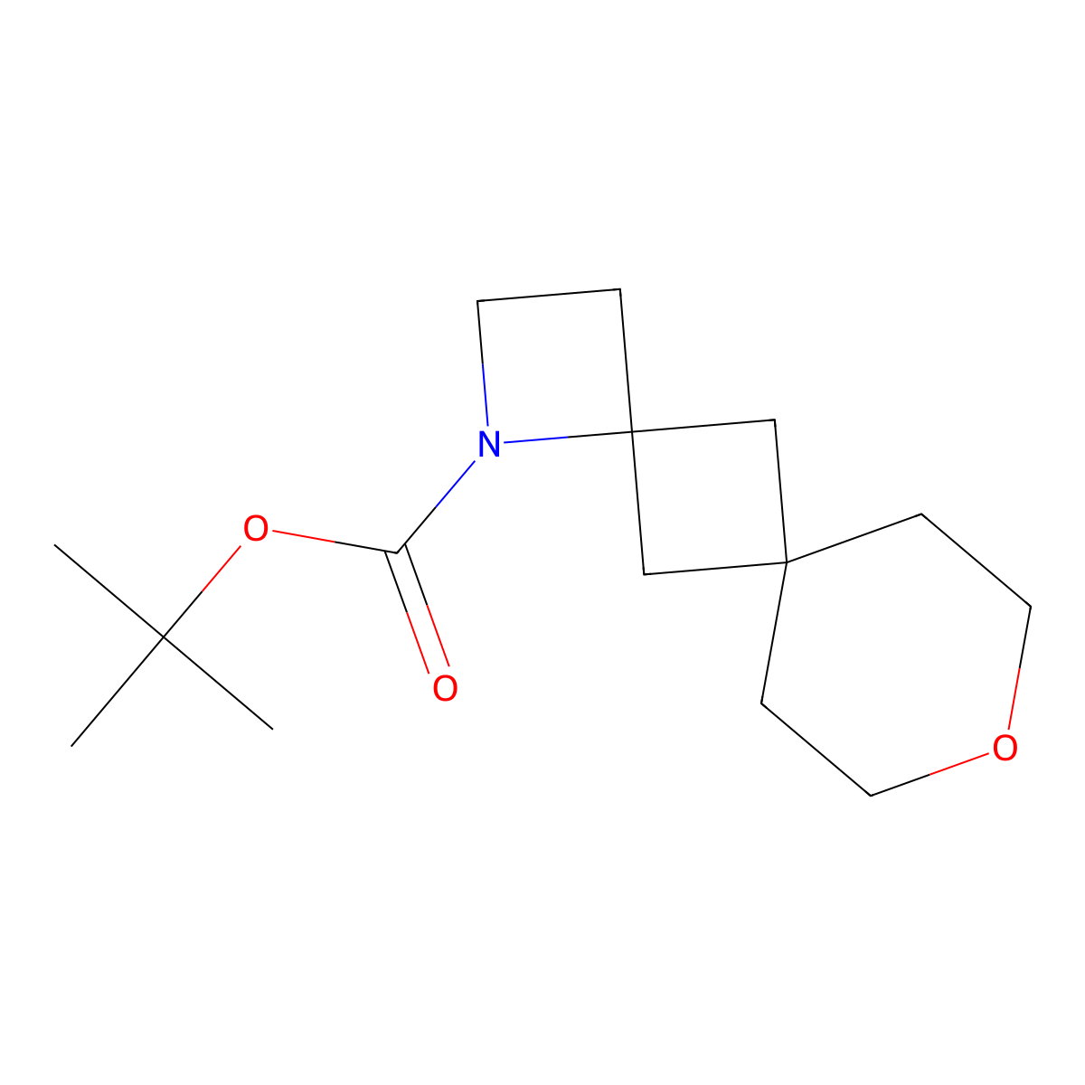 Tert-butyl 9-oxa-1-azadispiro[3.1.5^{6}.1^{4}]dodecane-1-carboxylate molecular structure, CAS 2803846-33-3