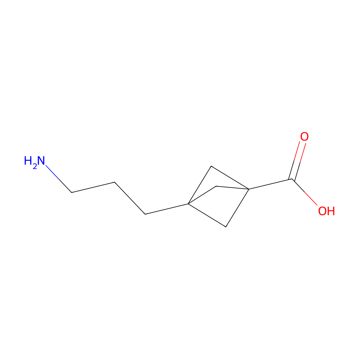 3-(3-Aminopropyl)bicyclo[1.1.1]pentane-1-carboxylic acid molecular structure, CAS 2803846-37-7