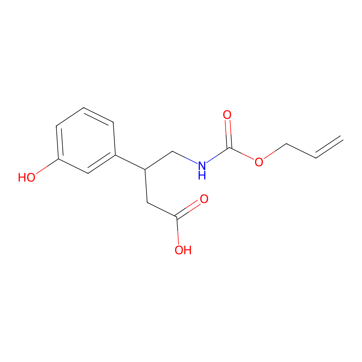 3-(3-Hydroxyphenyl)-4-{[(prop-2-en-1-yloxy)carbonyl]amino}butanoic acid molecular structure, CAS 2803846-38-8