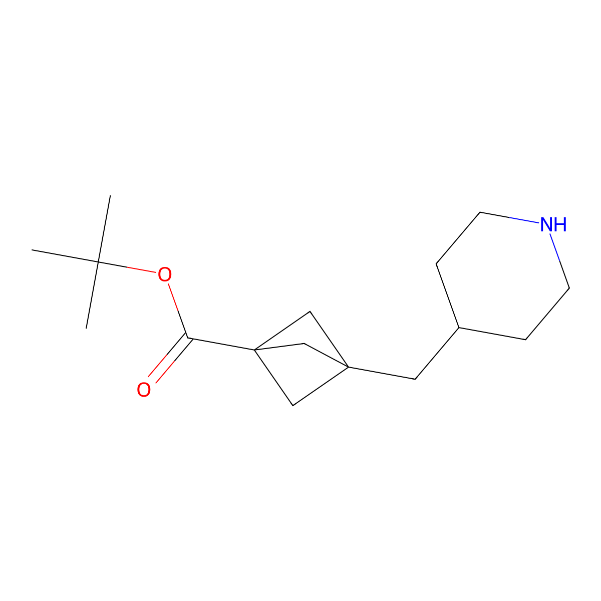 Tert-butyl 3-[(piperidin-4-yl)methyl]bicyclo[1.1.1]pentane-1-carboxylate molecular structure, CAS 2803846-41-3
