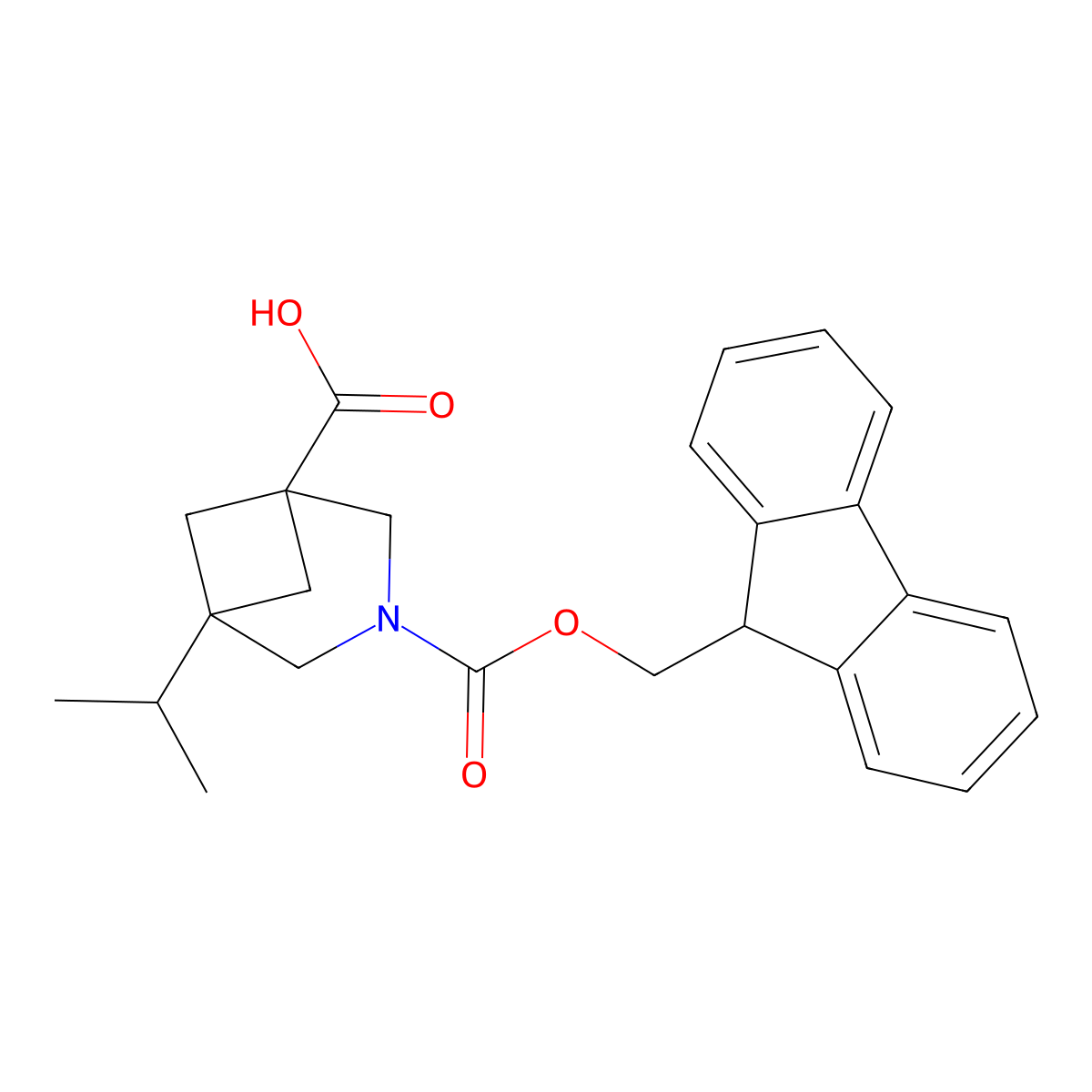 3-{[(9H-fluoren-9-yl)methoxy]carbonyl}-5-(propan-2-yl)-3-azabicyclo[3.1.1]heptane-1-carboxylic acid molecular structure, CAS 2803846-43-5