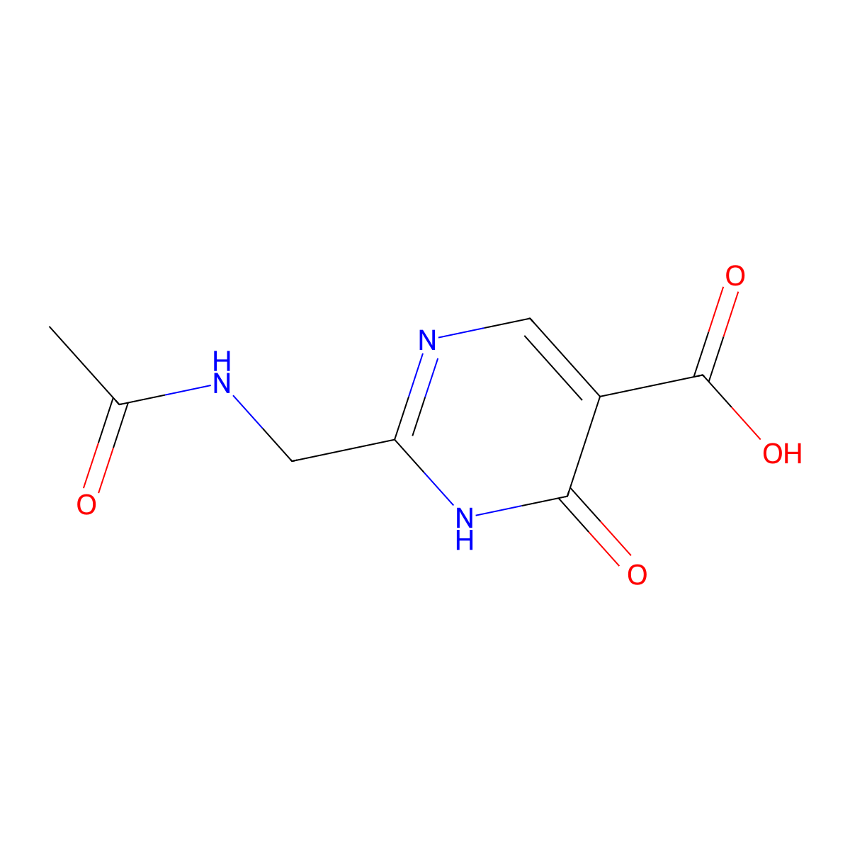 2-(Acetamidomethyl)-4-hydroxypyrimidine-5-carboxylic acid molecular structure, CAS 2803846-49-1