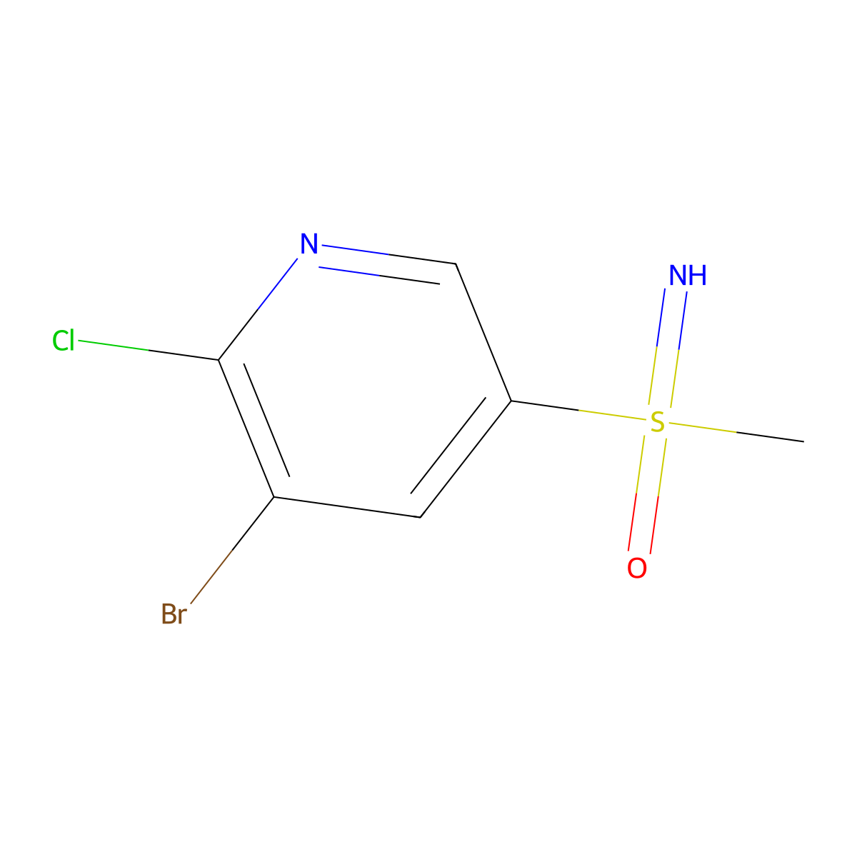 (5-Bromo-6-chloropyridin-3-yl)(imino)methyl-lambda6-sulfanone molecular structure, CAS 2803846-61-7