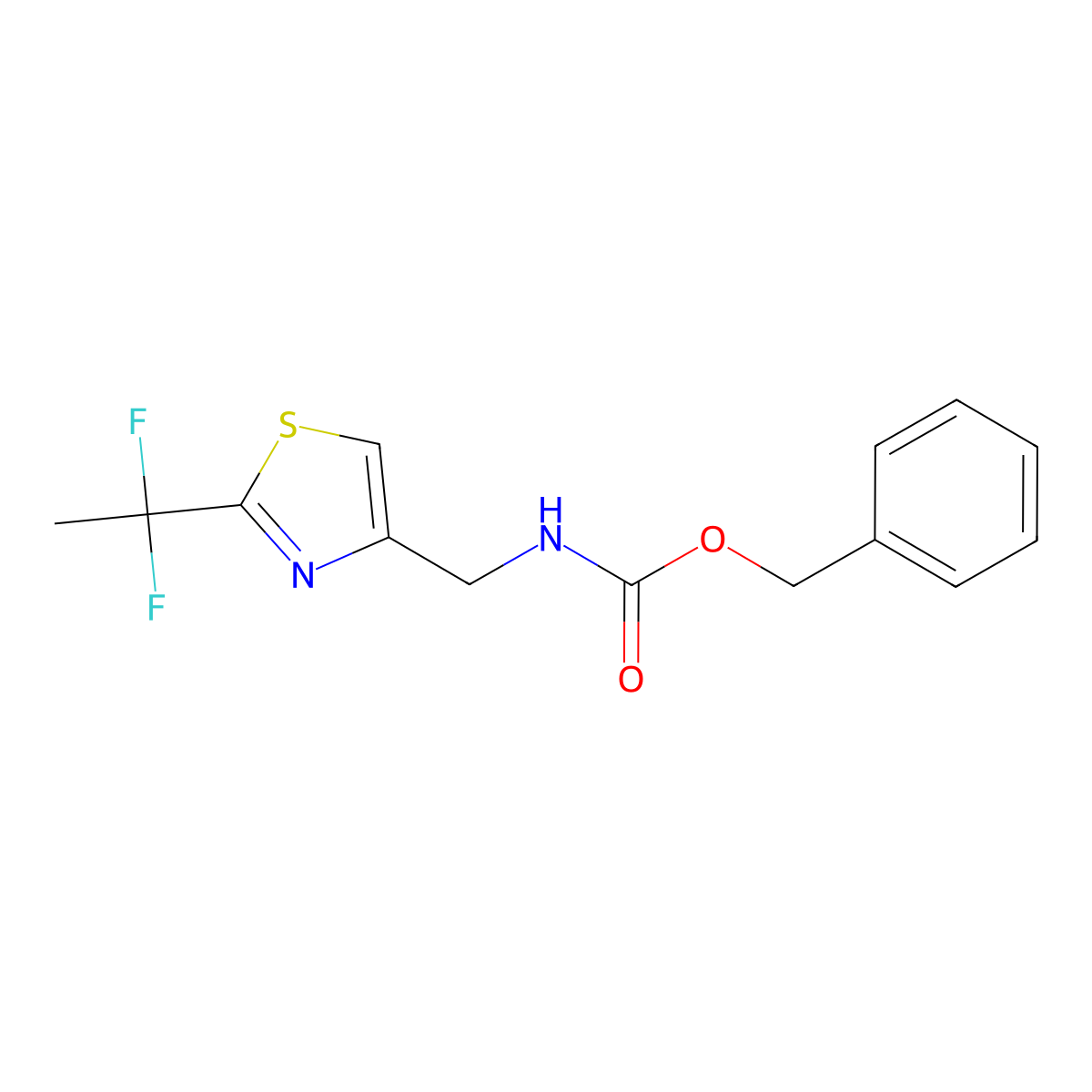 benzyl N-{[2-(1,1-difluoroethyl)-1,3-thiazol-4-yl]methyl}carbamate molecular structure, CAS 2803846-78-6