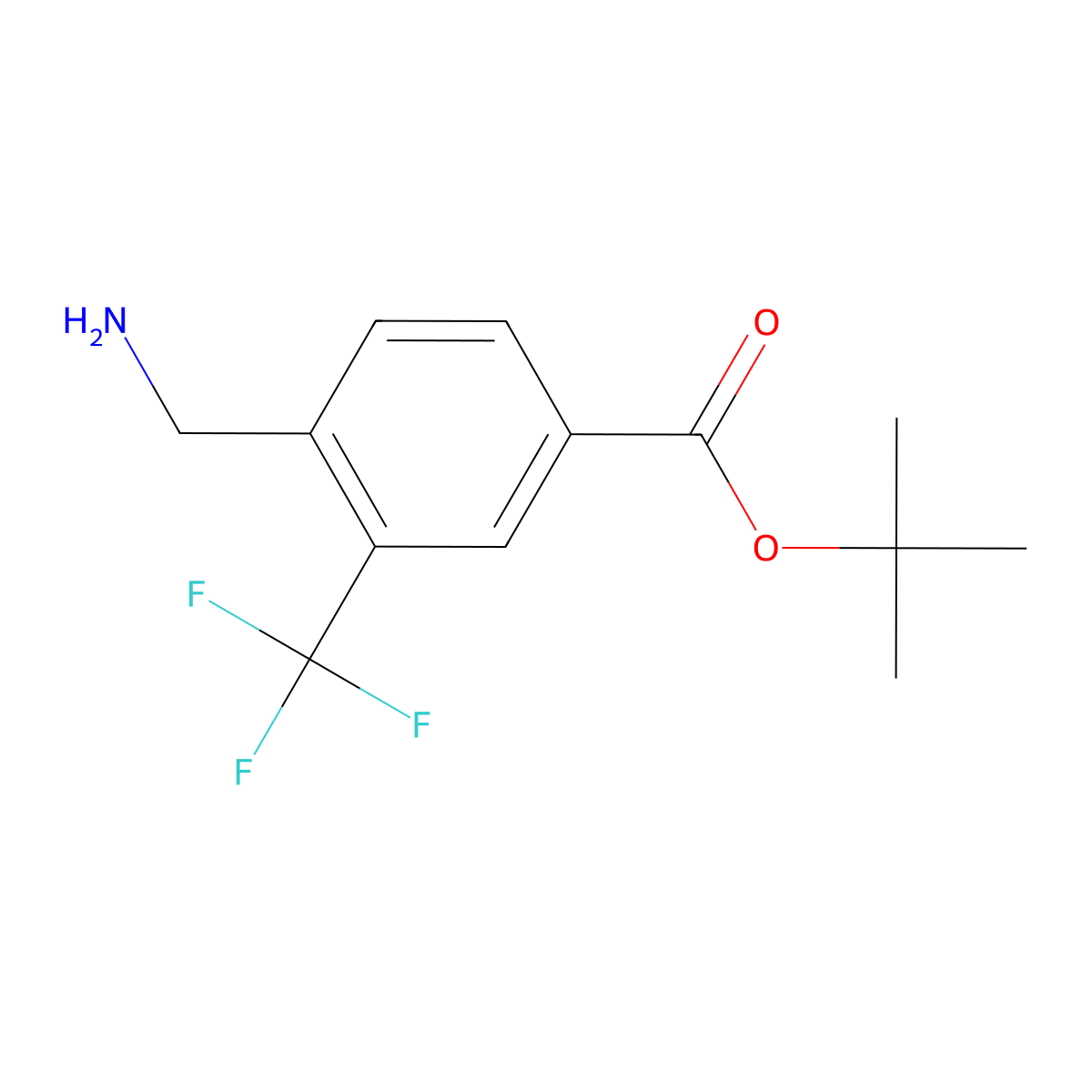 Tert-butyl 4-(aminomethyl)-3-(trifluoromethyl)benzoate molecular structure, CAS 2803846-79-7