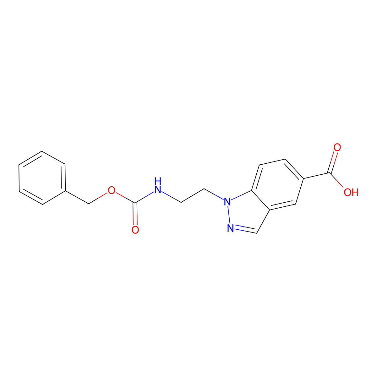 1-(2-{[(benzyloxy)carbonyl]amino}ethyl)-1H-indazole-5-carboxylic acid molecular structure, CAS 2803846-81-1
