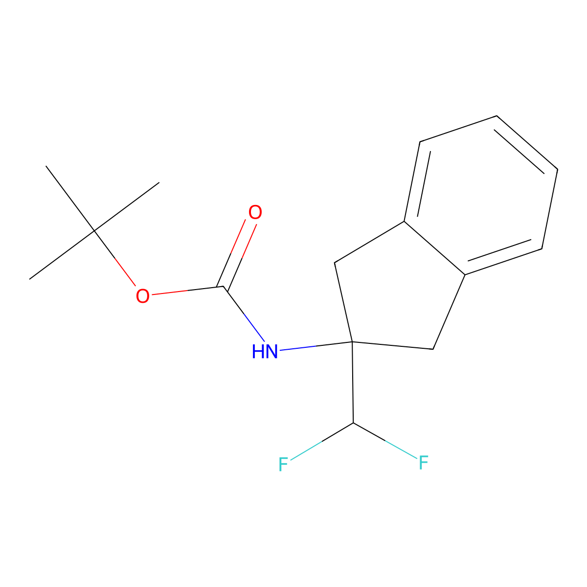 tert-butyl N-[2-(difluoromethyl)-2,3-dihydro-1H-inden-2-yl]carbamate molecular structure, CAS 2803846-92-4