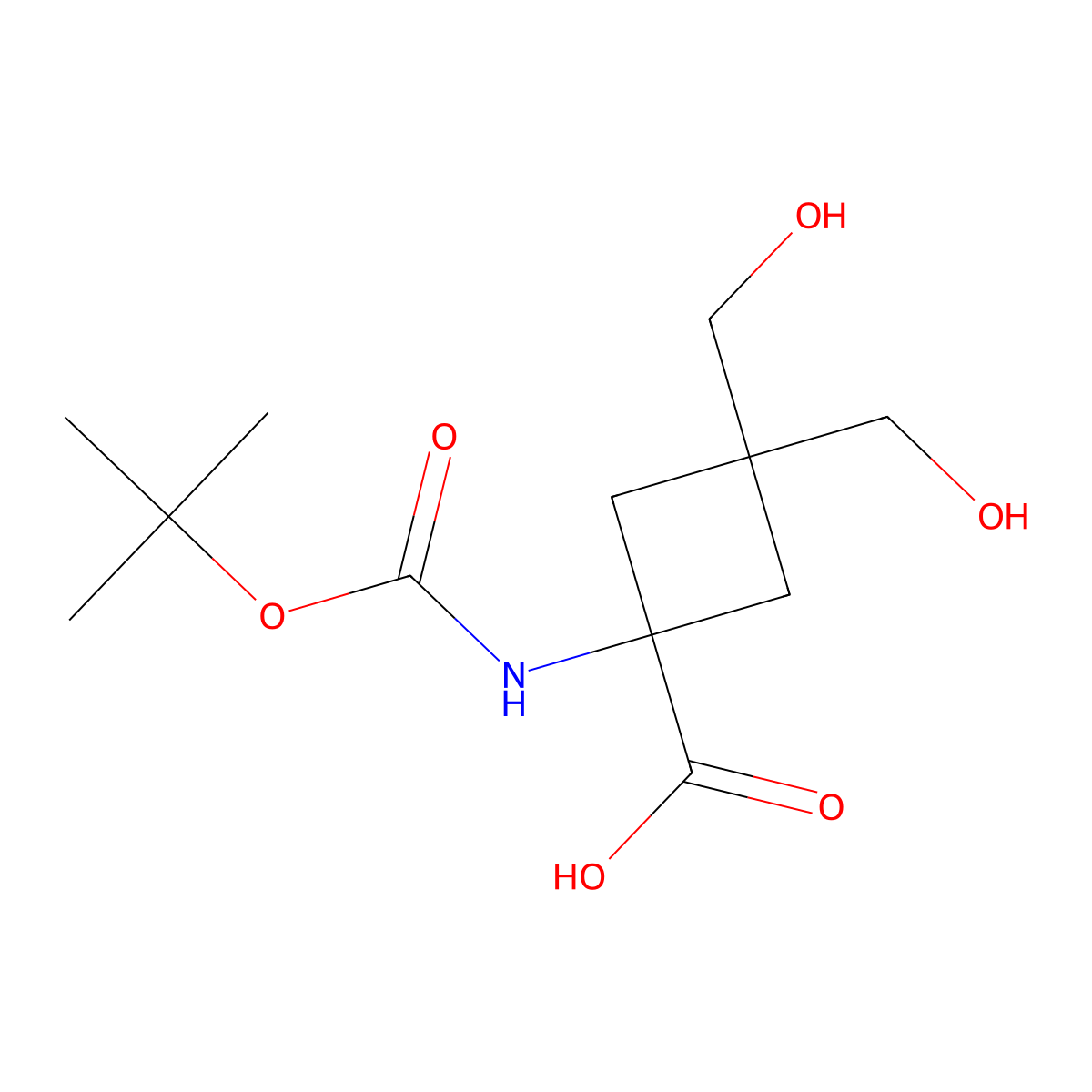 1-{[(Tert-butoxy)carbonyl]amino}-3,3-bis(hydroxymethyl)cyclobutane-1-carboxylicacid molecular structure, CAS 2803846-98-0