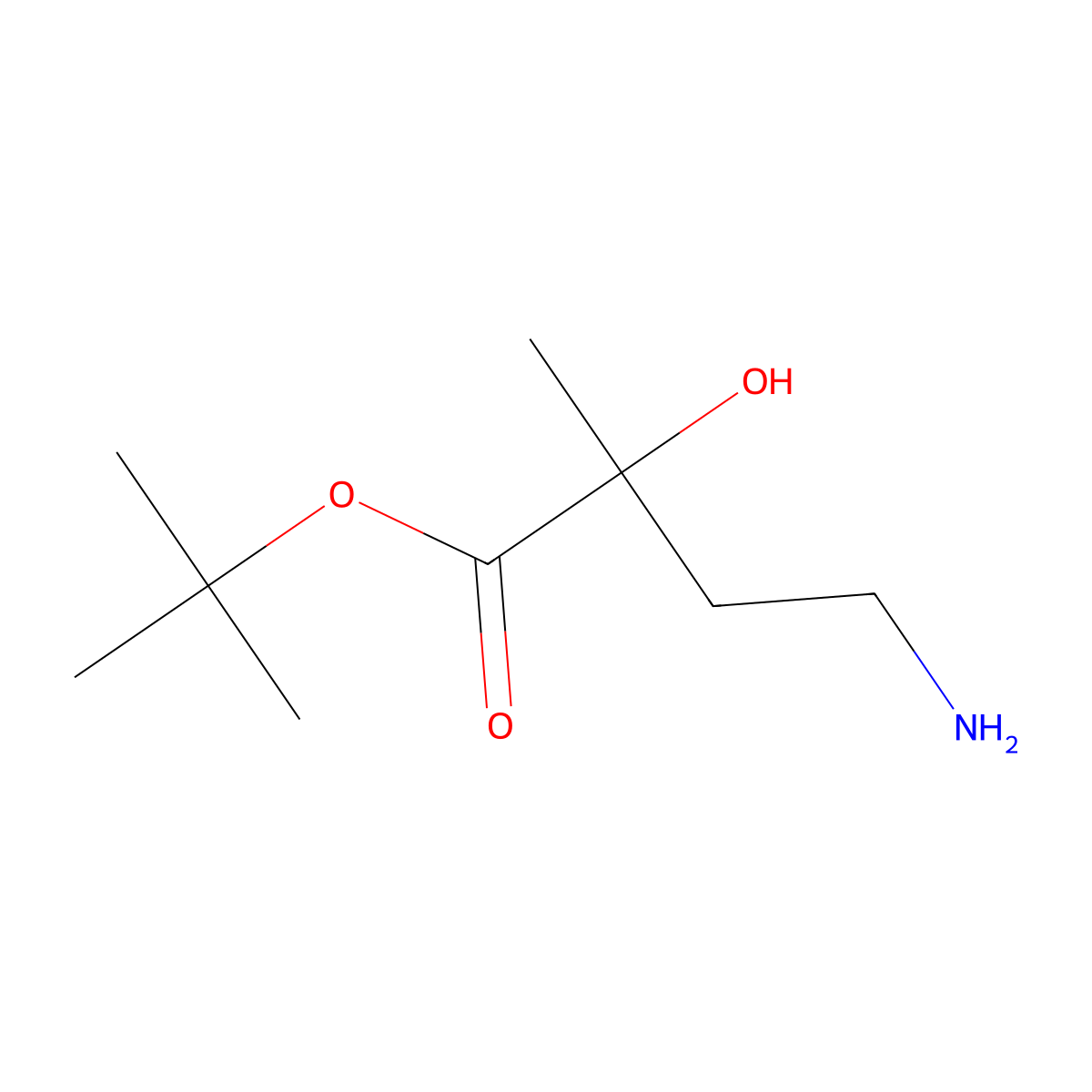 Tert-butyl 4-amino-2-hydroxy-2-methylbutanoate molecular structure, CAS 2803847-00-7