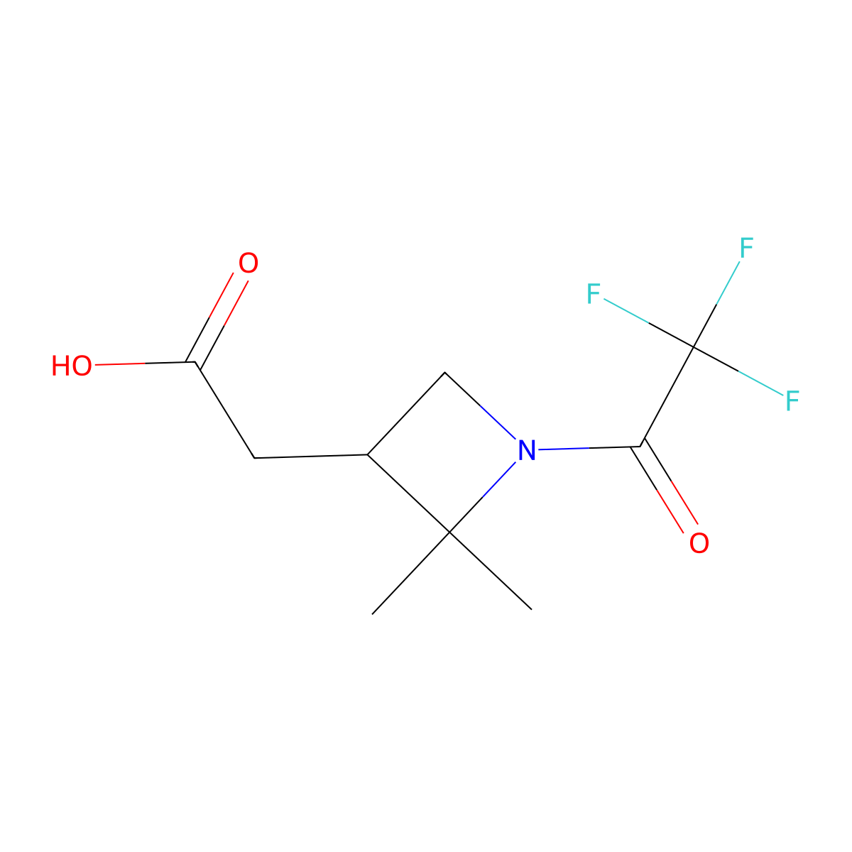 2-[2,2-Dimethyl-1-(2,2,2-trifluoroacetyl)azetidin-3-yl]acetic acid molecular structure, CAS 2803847-06-3