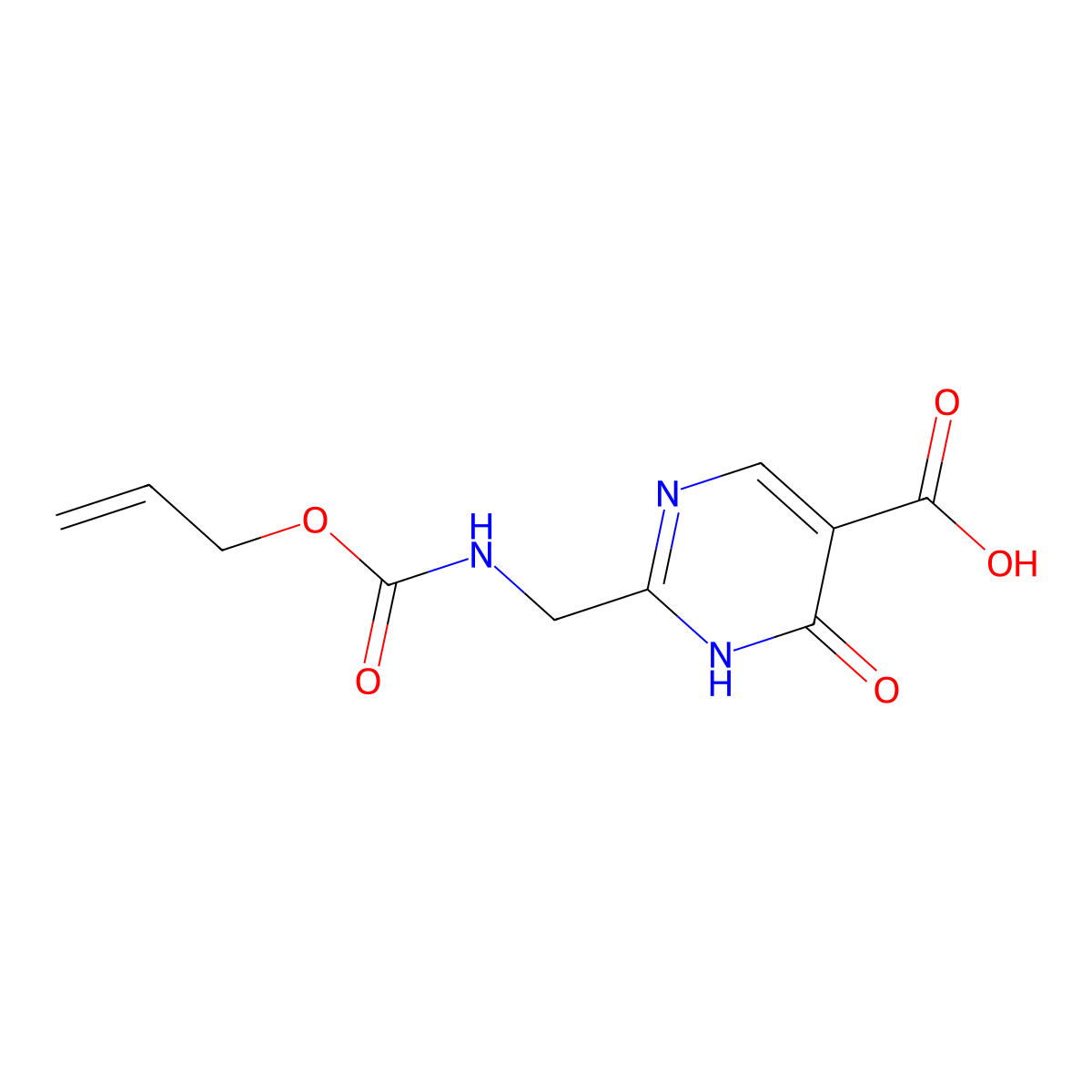 4-Hydroxy-2-({[(prop-2-en-1-yloxy)carbonyl]amino}methyl)pyrimidine-5-carboxylic acid molecular structure, CAS 2803847-22-3