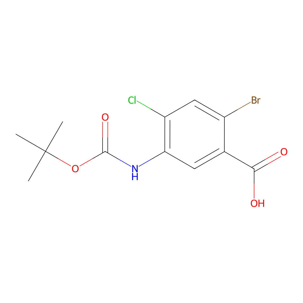 2-Bromo-5-{[(tert-butoxy)carbonyl]amino}-4-chlorobenzoic acid molecular structure, CAS 2803847-29-0