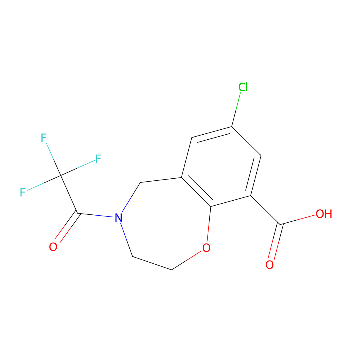 7-Chloro-4-(2,2,2-trifluoroacetyl)-2,3,4,5-tetrahydro-1,4-benzoxazepine-9-carboxylic acid molecular structure, CAS 2803847-32-5