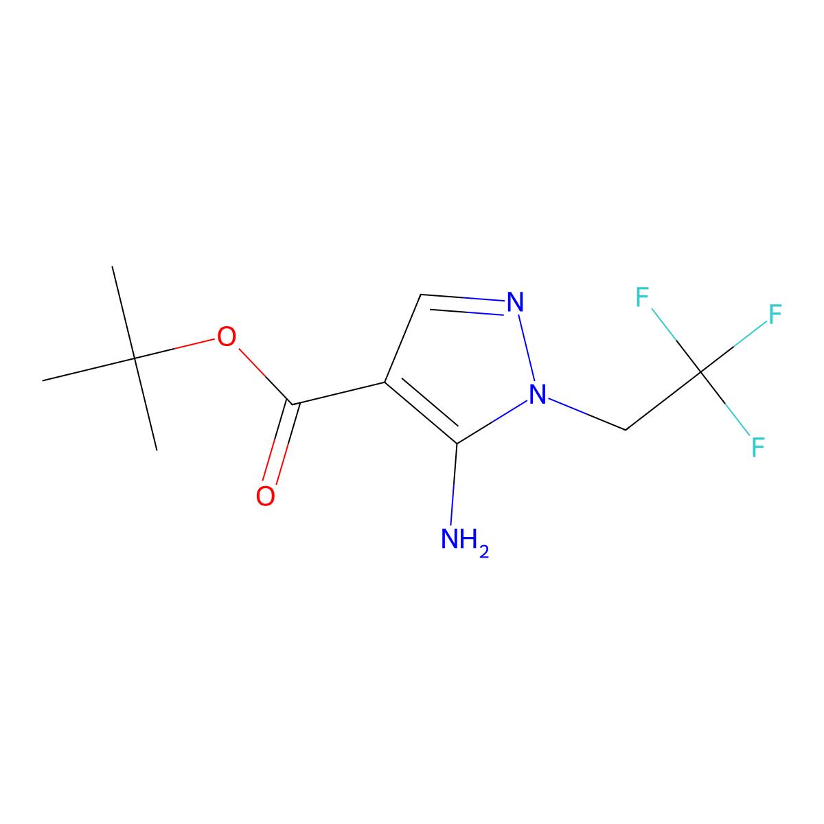 tert-butyl 5-amino-1-(2,2,2-trifluoroethyl)-1H-pyrazole-4-carboxylate molecular structure, CAS 2803847-34-7