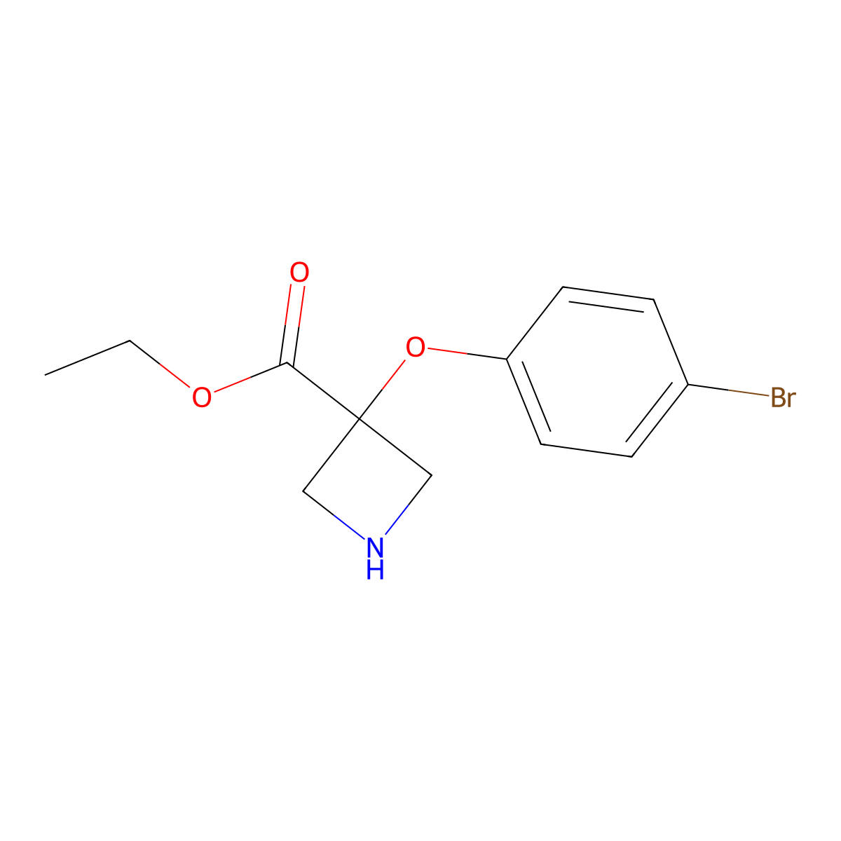 Ethyl 3-(4-bromophenoxy)azetidine-3-carboxylate molecular structure, CAS 2803847-35-8
