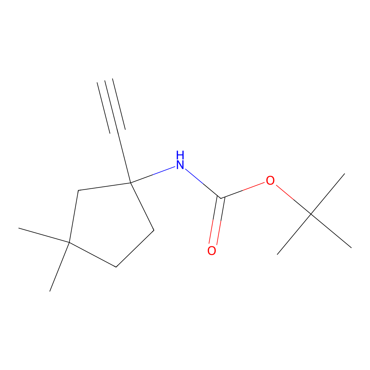 tert-butyl N-(1-ethynyl-3,3-dimethylcyclopentyl)carbamate molecular structure, CAS 2803847-37-0