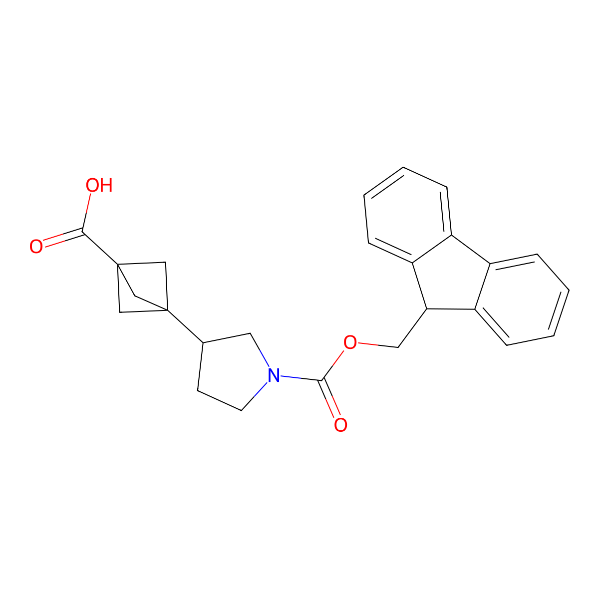 3-(1-{[(9H-fluoren-9-yl)methoxy]carbonyl}pyrrolidin-3-yl)bicyclo[1.1.1]pentane-1-carboxylic acid molecular structure, CAS 2803847-38-1