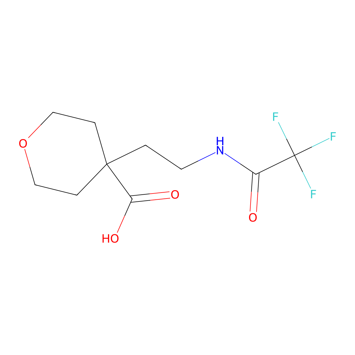 4-[2-(2,2,2-Trifluoroacetamido)ethyl]oxane-4-carboxylic acid molecular structure, CAS 2803847-40-5
