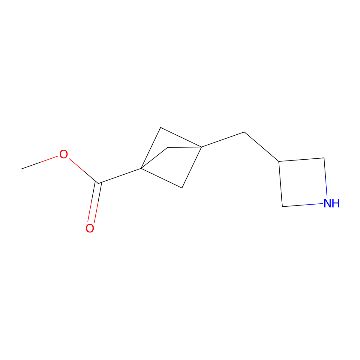 Methyl 3-[(azetidin-3-yl)methyl]bicyclo[1.1.1]pentane-1-carboxylate molecular structure, CAS 2803847-41-6