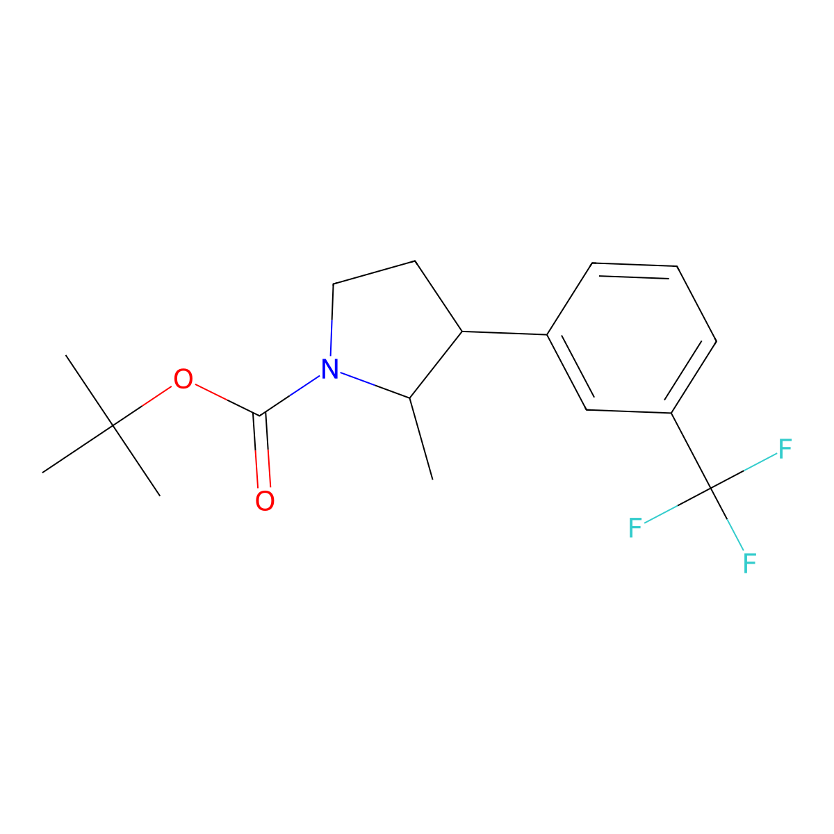 Tert-butyl 2-methyl-3-[3-(trifluoromethyl)phenyl]pyrrolidine-1-carboxylate molecular structure, CAS 2803847-43-8