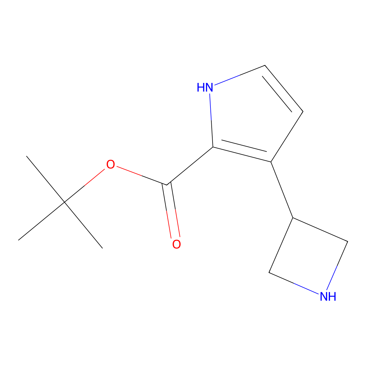 tert-butyl 3-(azetidin-3-yl)-1H-pyrrole-2-carboxylate molecular structure, CAS 2803847-49-4
