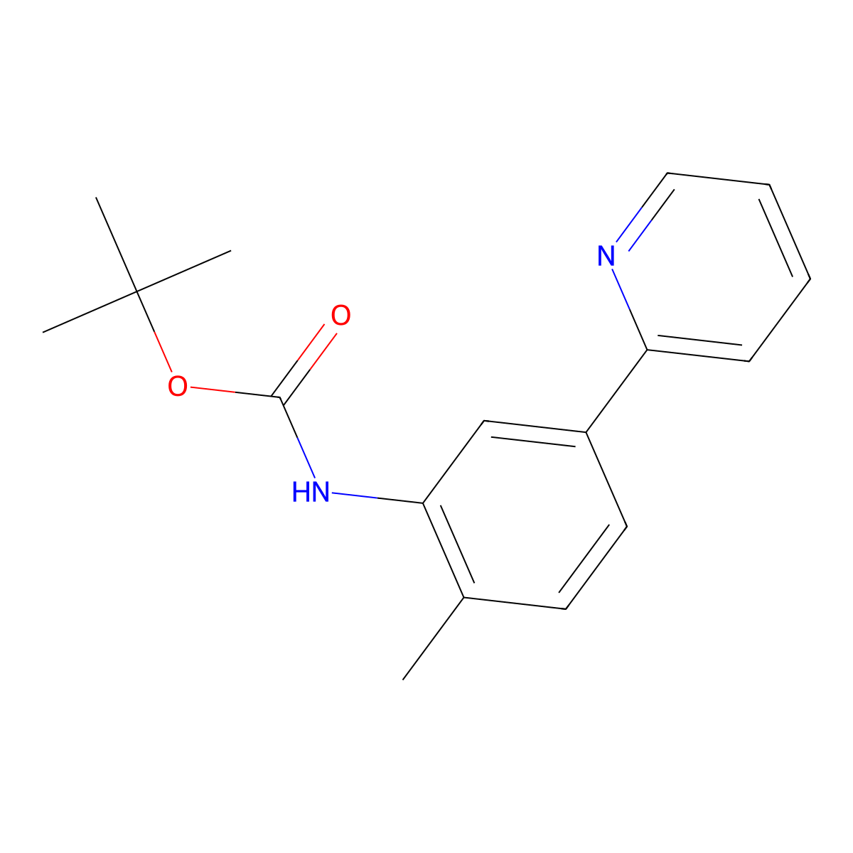 tert-butyl N-[2-methyl-5-(pyridin-2-yl)phenyl]carbamate molecular structure, CAS 2803847-55-2