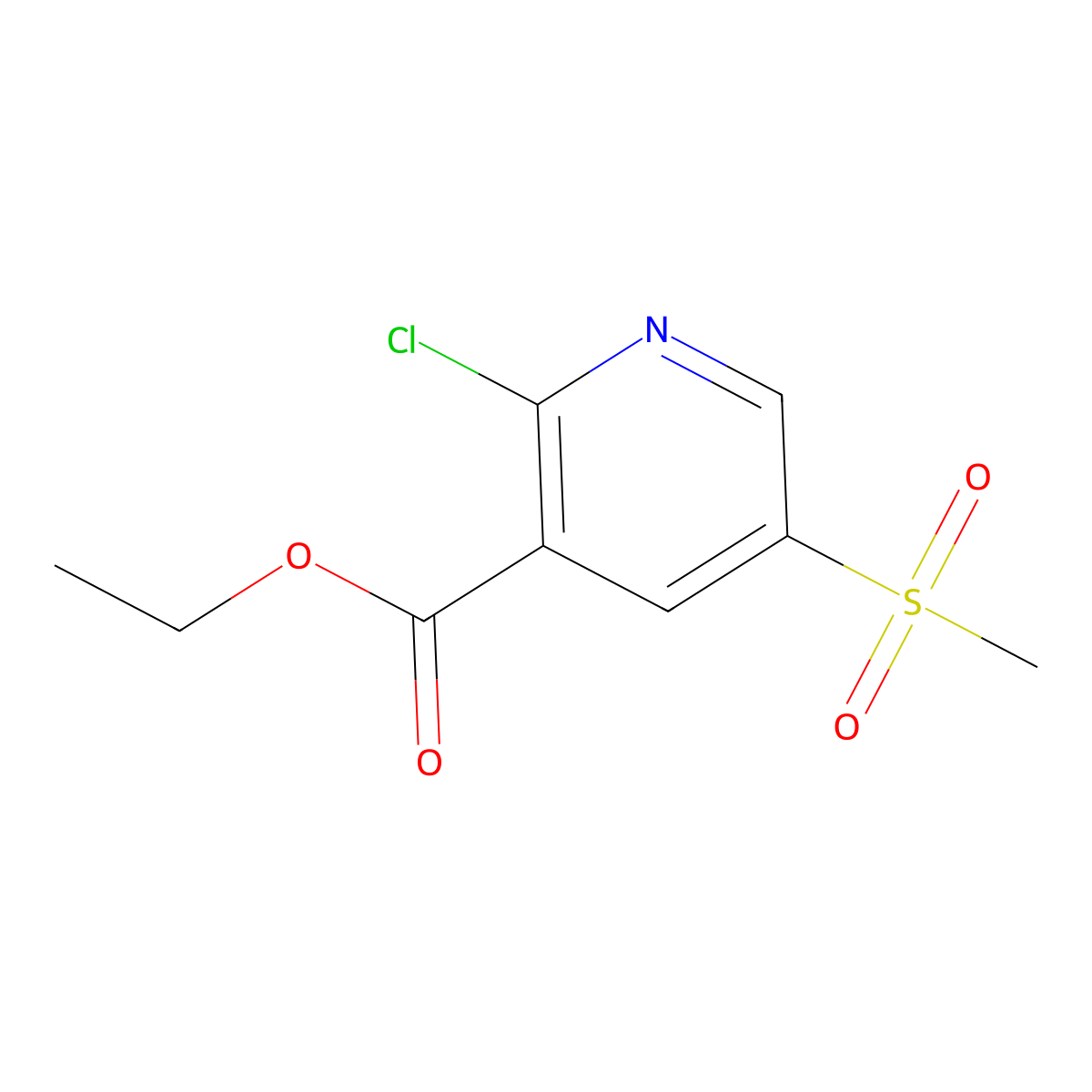 Ethyl 2-chloro-5-methanesulfonylpyridine-3-carboxylate molecular structure, CAS 2803847-64-3