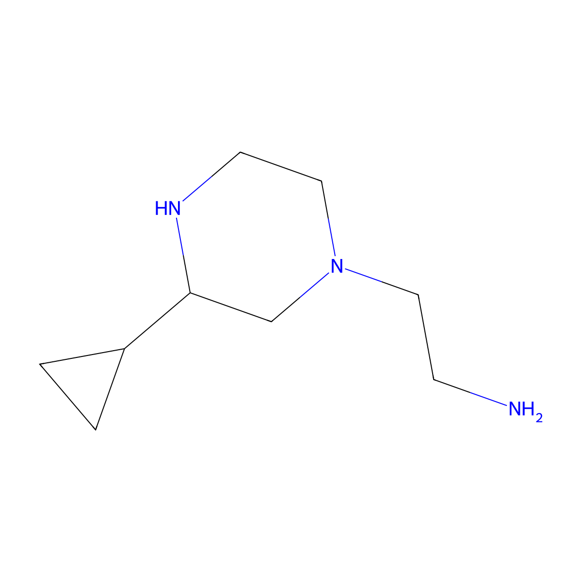 2-(3-Cyclopropylpiperazin-1-yl)ethan-1-amine molecular structure, CAS 2803847-66-5