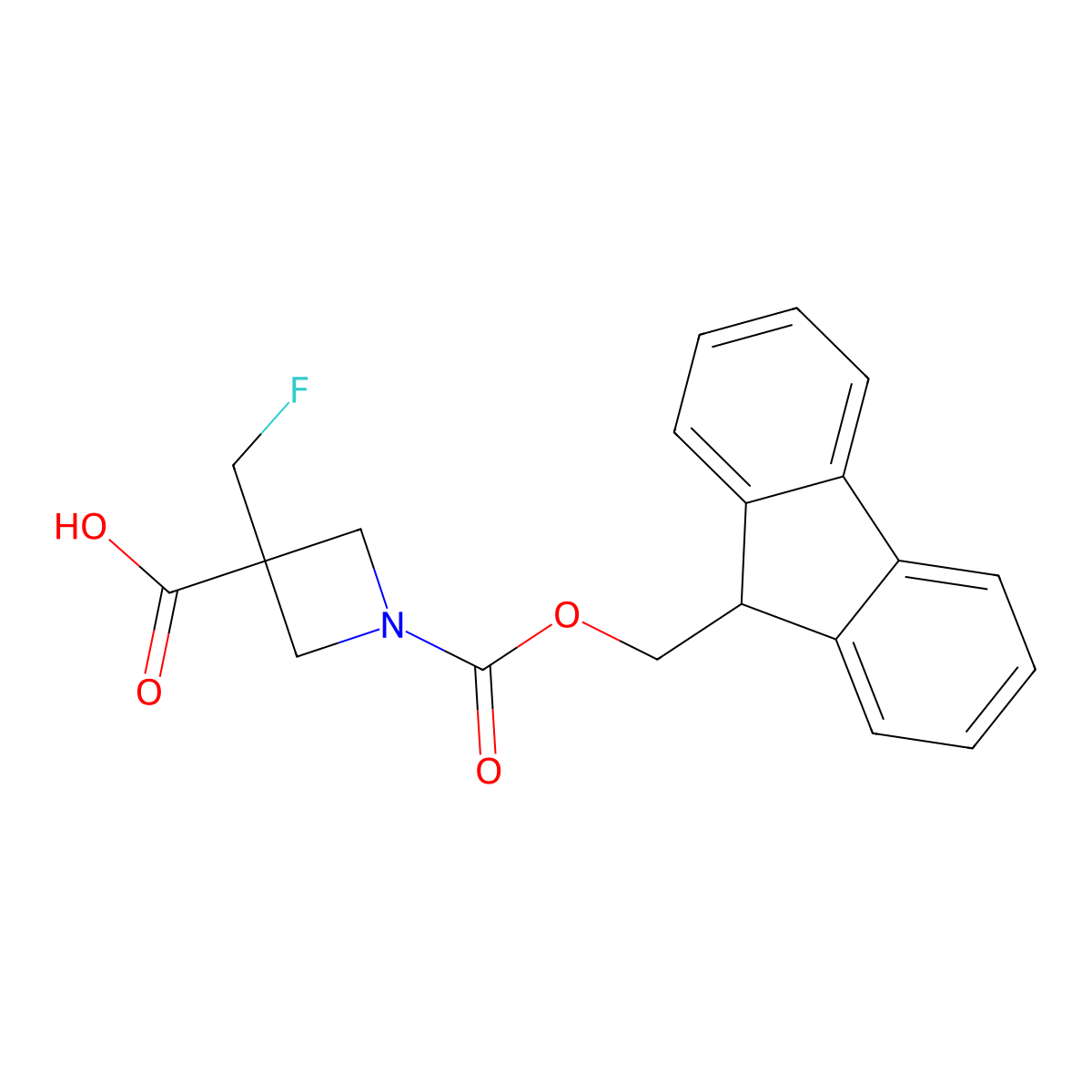 1-{[(9H-fluoren-9-yl)methoxy]carbonyl}-3-(fluoromethyl)azetidine-3-carboxylic acid molecular structure, CAS 2803847-74-5
