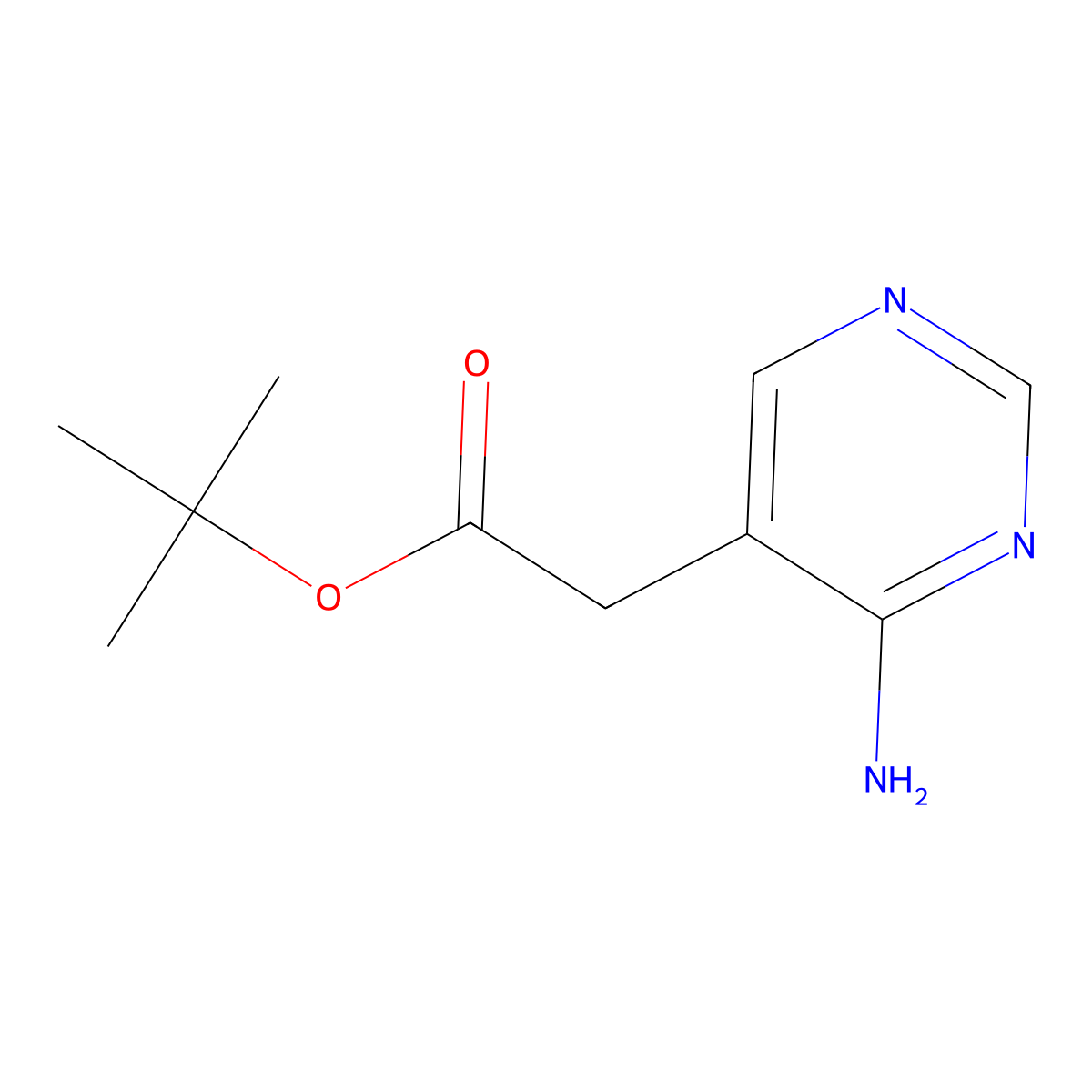 Tert-butyl 2-(4-aminopyrimidin-5-yl)acetate molecular structure, CAS 2803851-28-5