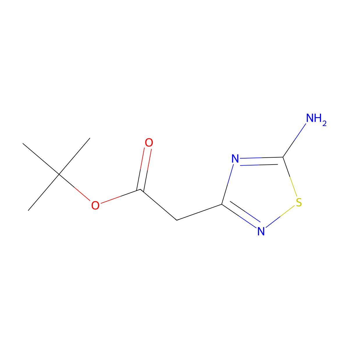 Tert-butyl 2-(5-amino-1,2,4-thiadiazol-3-yl)acetate molecular structure, CAS 2803851-36-5