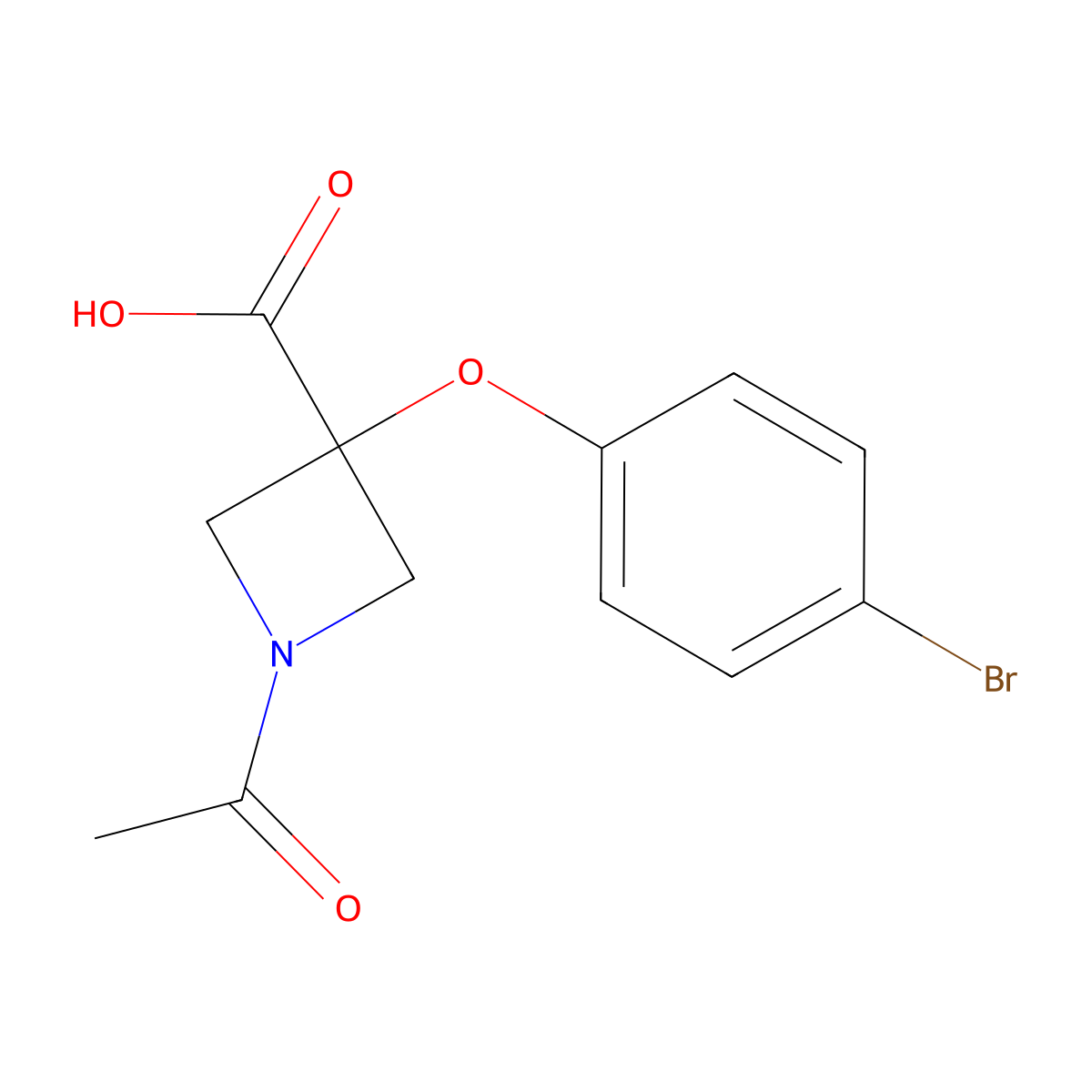 1-Acetyl-3-(4-bromophenoxy)azetidine-3-carboxylic acid molecular structure, CAS 2803851-38-7