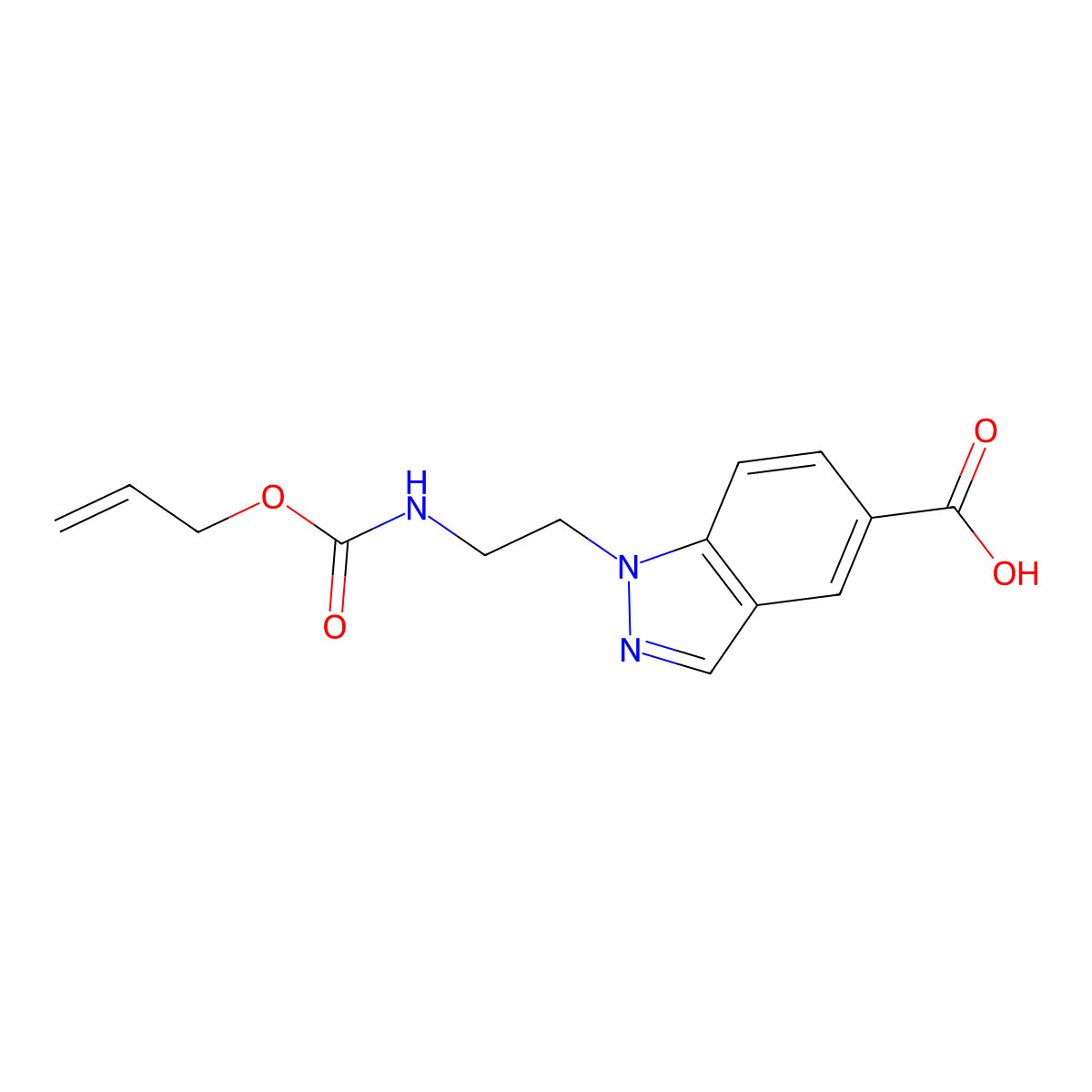 1-(2-{[(prop-2-en-1-yloxy)carbonyl]amino}ethyl)-1H-indazole-5-carboxylic acid molecular structure, CAS 2803851-59-2