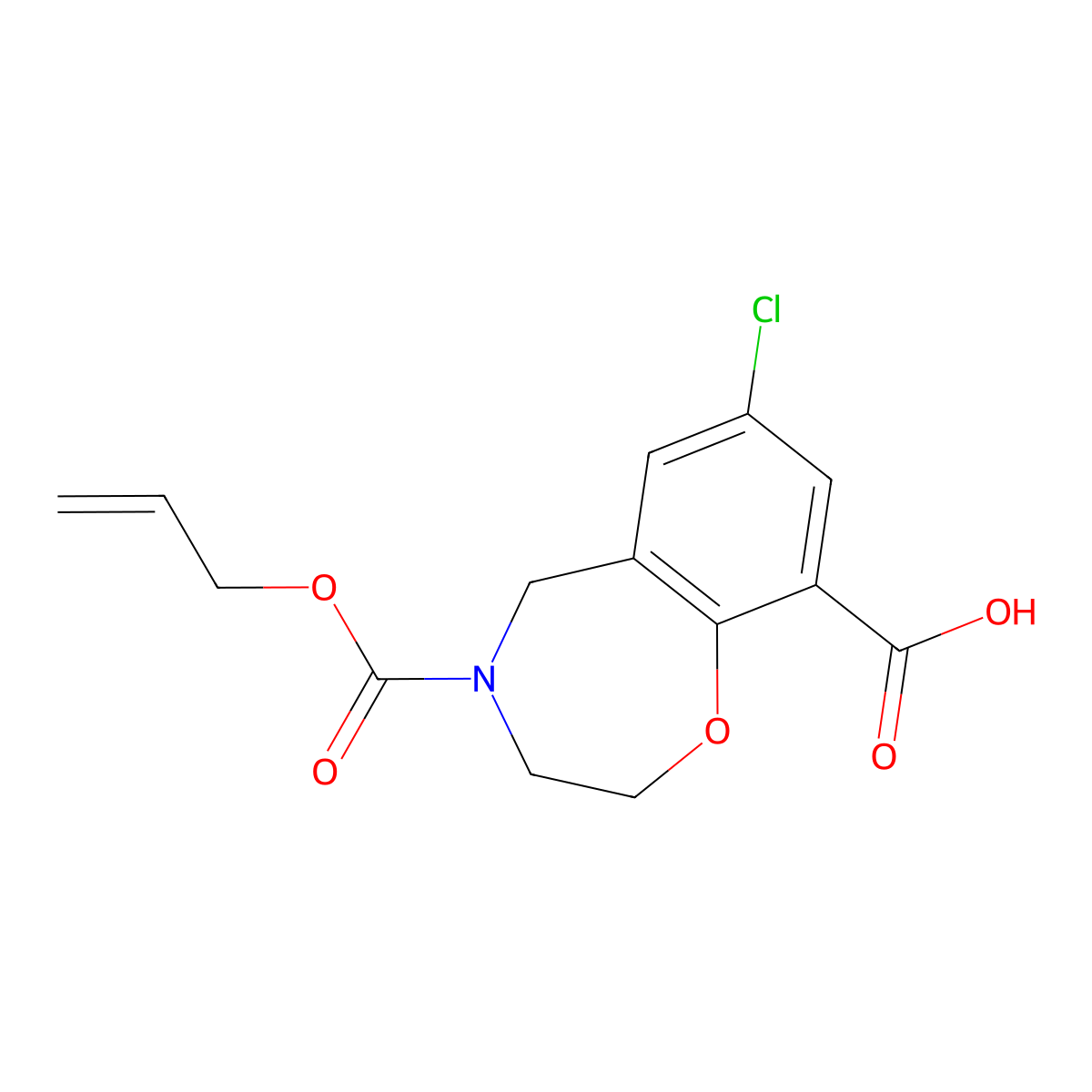 7-Chloro-4-[(prop-2-en-1-yloxy)carbonyl]-2,3,4,5-tetrahydro-1,4-benzoxazepine-9-carboxylic acid molecular structure, CAS 2803851-67-2