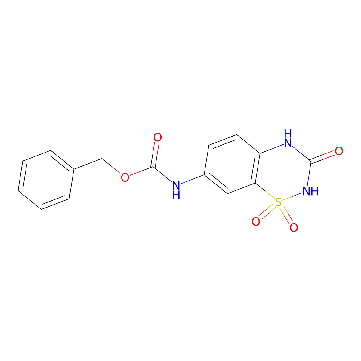 benzyl N-(1,1,3-trioxo-3,4-dihydro-2H-1lambda6,2,4-benzothiadiazin-7-yl)carbamate molecular structure, CAS 2803851-69-4