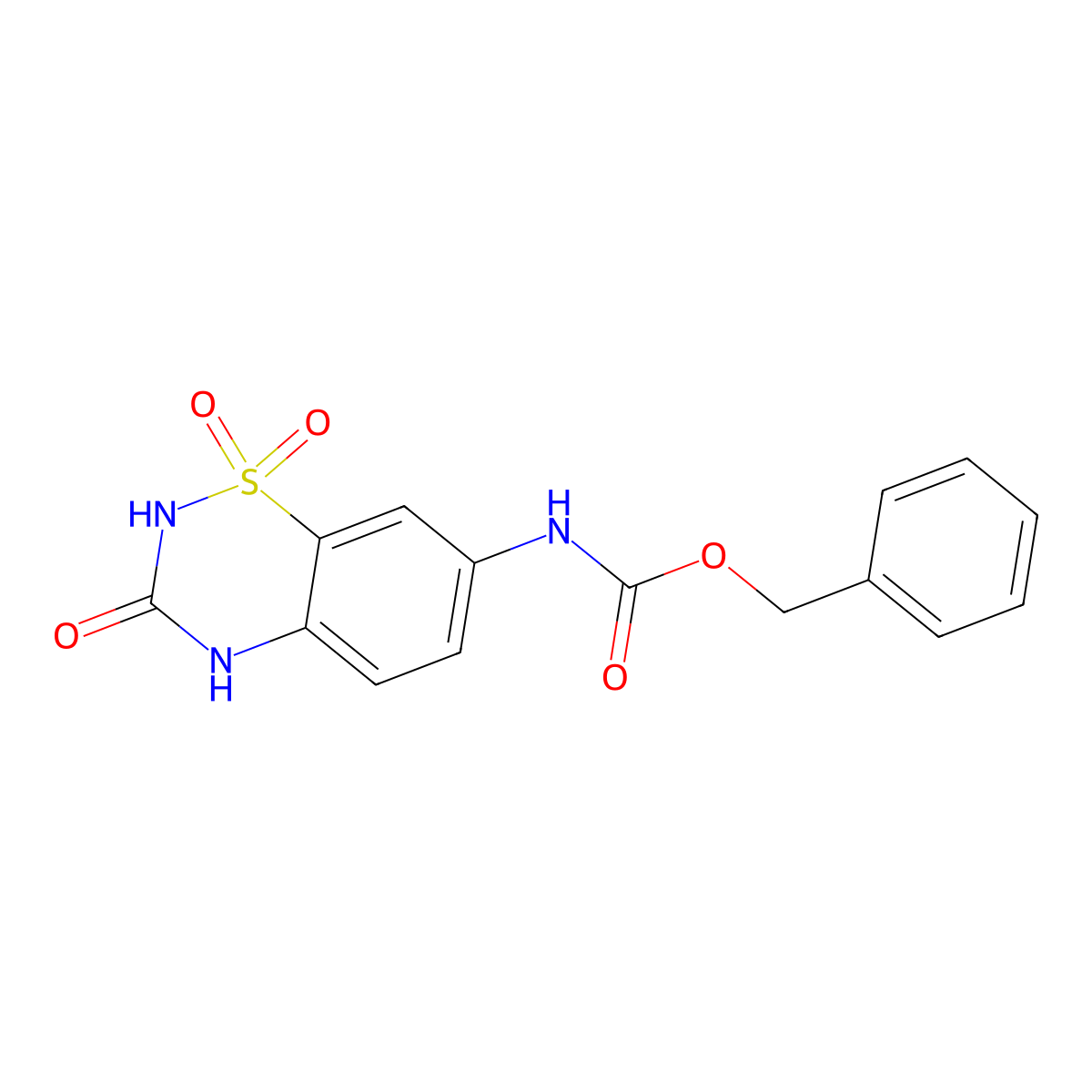 benzyl N-(1,1,3-trioxo-3,4-dihydro-2H-1lambda6,2,4-benzothiadiazin-7-yl)carbamate molecular structure, CAS 2803851-69-4