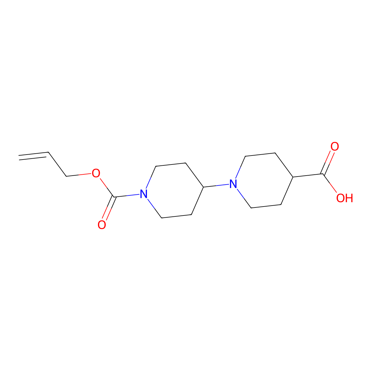 1'-[(Prop-2-en-1-yloxy)carbonyl]-[1,4'-bipiperidine]-4-carboxylic acid molecular structure, CAS 2803851-83-2
