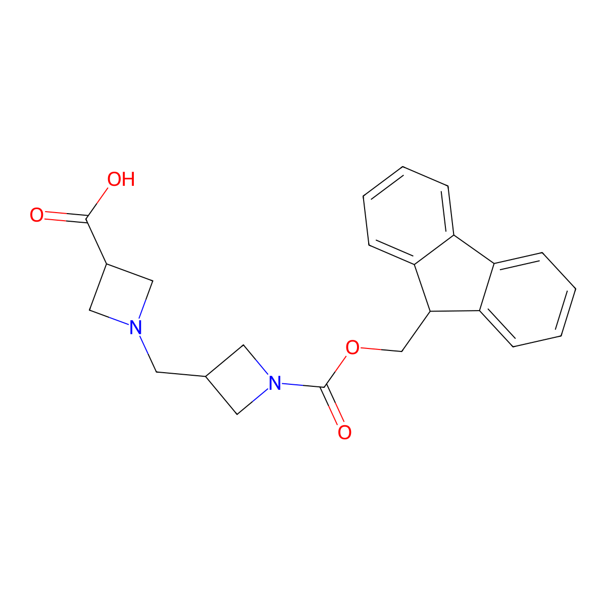 1-[(1-{[(9H-fluoren-9-yl)methoxy]carbonyl}azetidin-3-yl)methyl]azetidine-3-carboxylic acid molecular structure, CAS 2803851-84-3